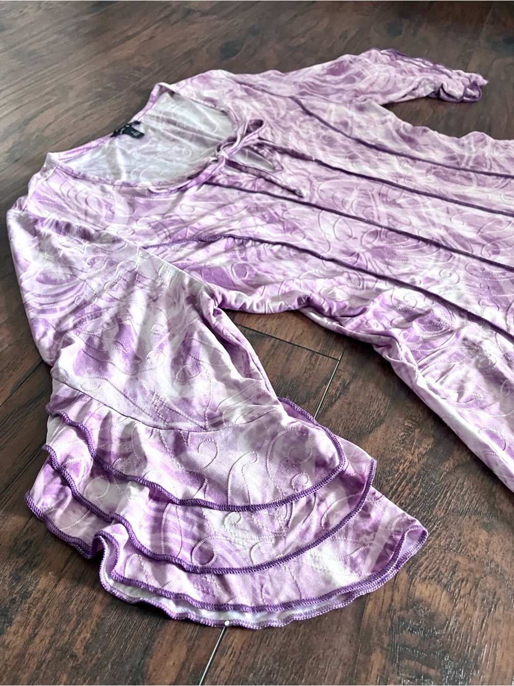 Sami & Jo Lavender Swirl Bell-Sleeve Dress